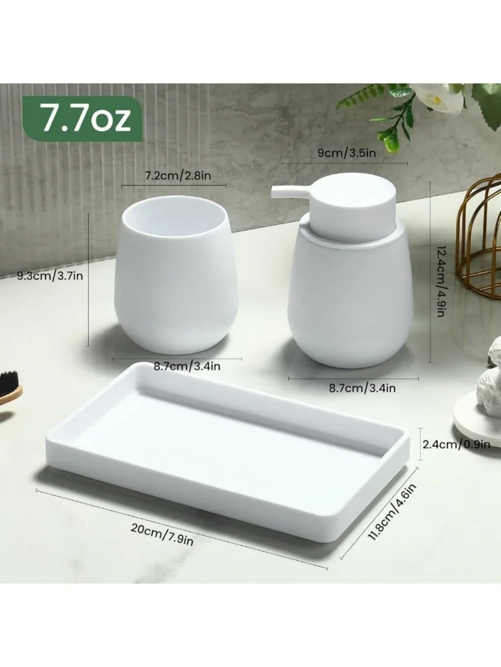 Modern 3-Piece Bathroom Accessories Set - Soap Dispenser, Toothbrush Holder